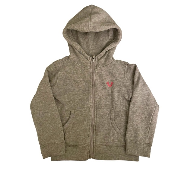 True Religion Toddler 3T Gray Fleece Zip Hoodie with Red Buddha Brand - Picture 2 of 4